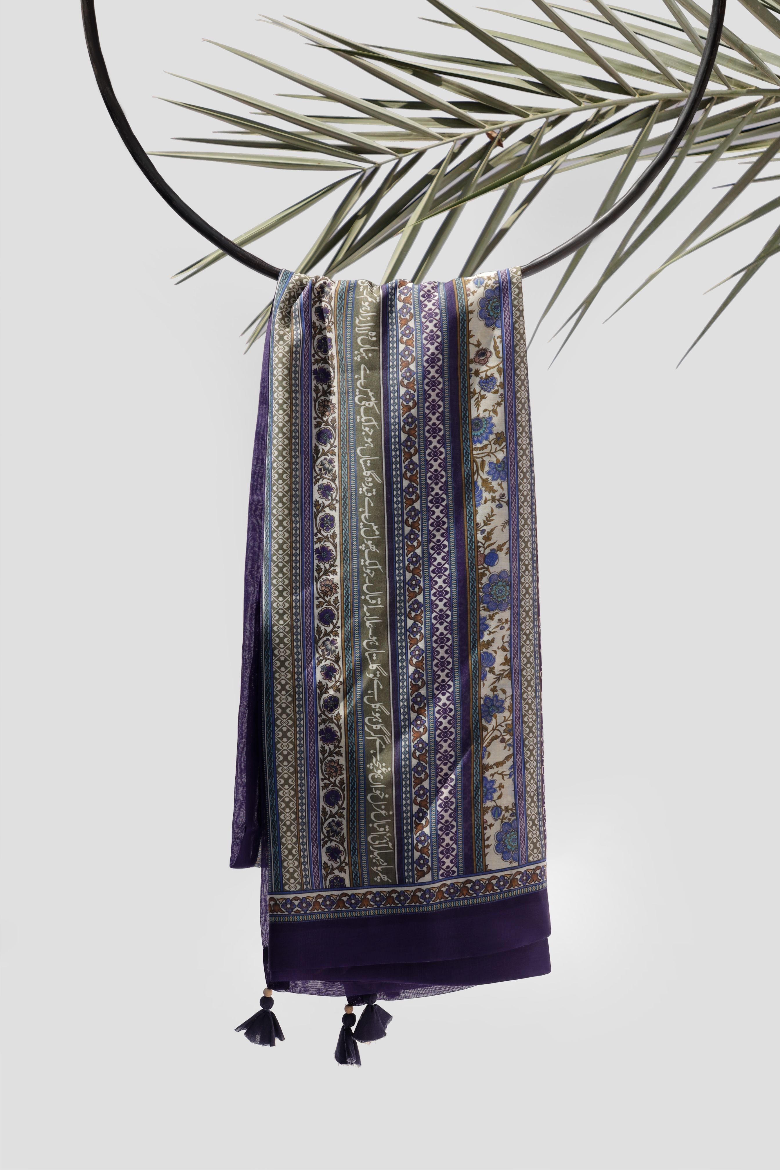 Gulistan (Flowerland) - Blue Stripes Dupatta