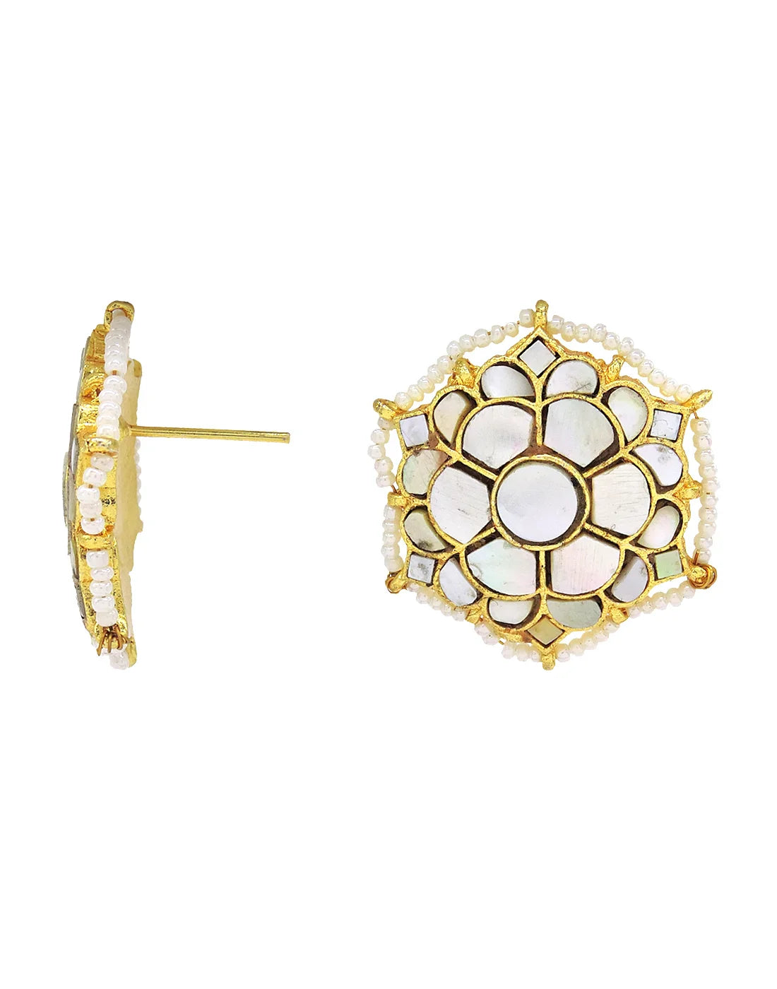 Pearl & Shell Lantern Cluster Earrings