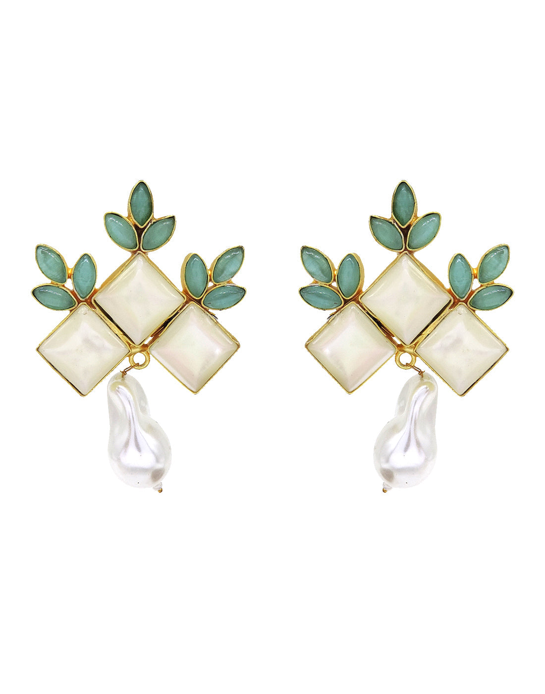 Flower Crown Earrings | Pink & Green