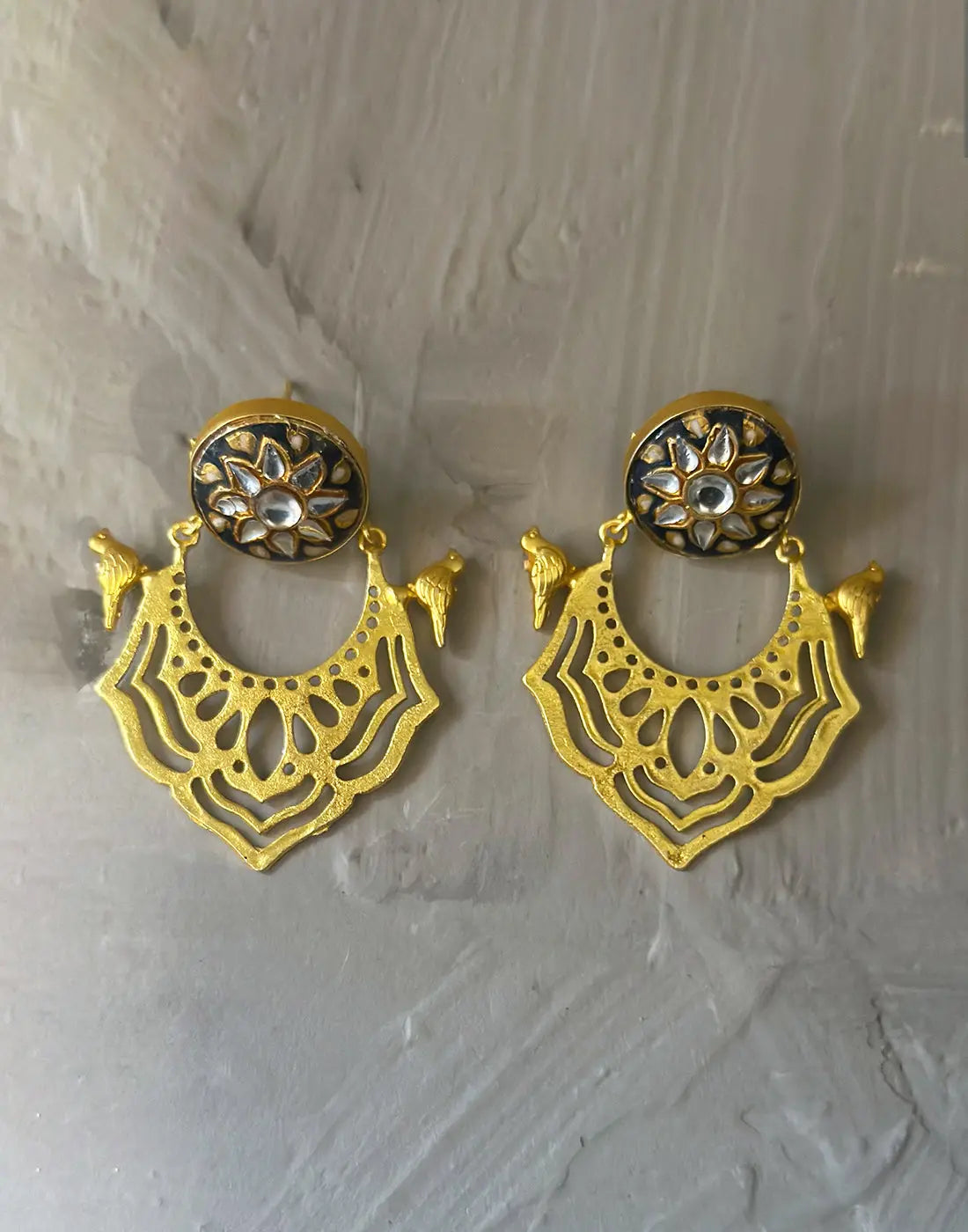 Avia Kundan Earrings (Midnight Blue)