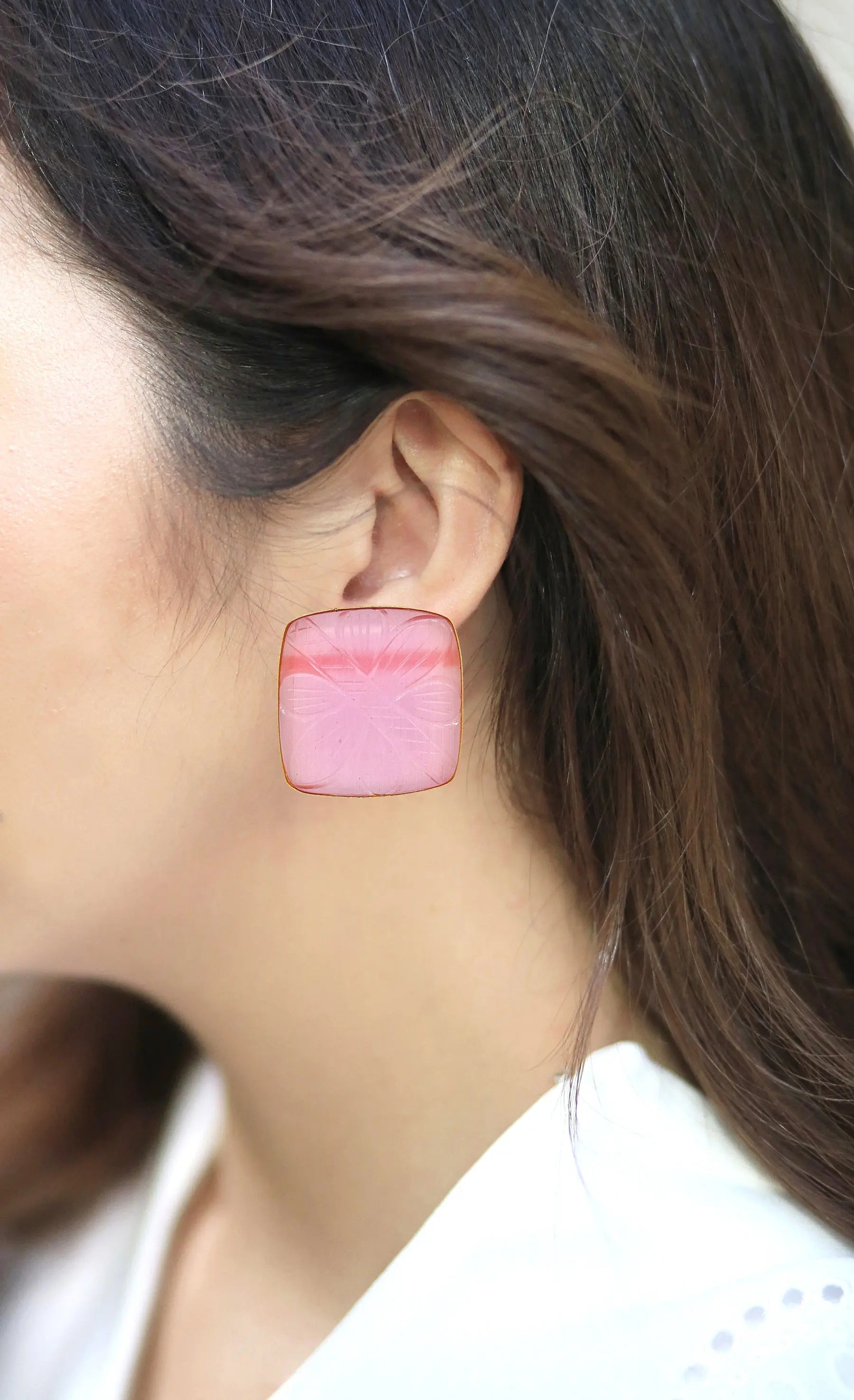 Cube Studs | Pink, Orange, Forest Green & Sage Green
