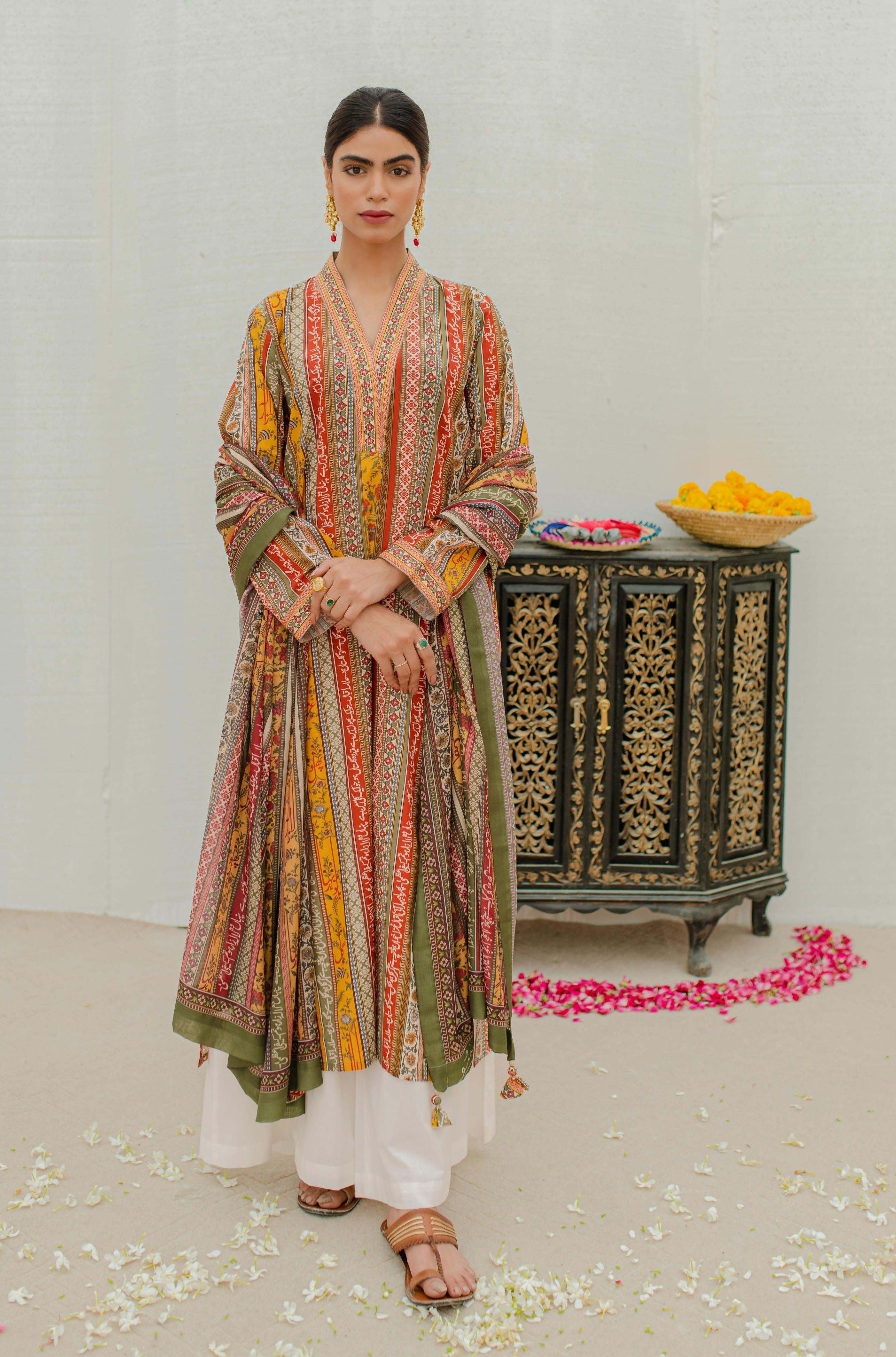 Gulistan (Flowerland) - Mustard Stripes Dupatta