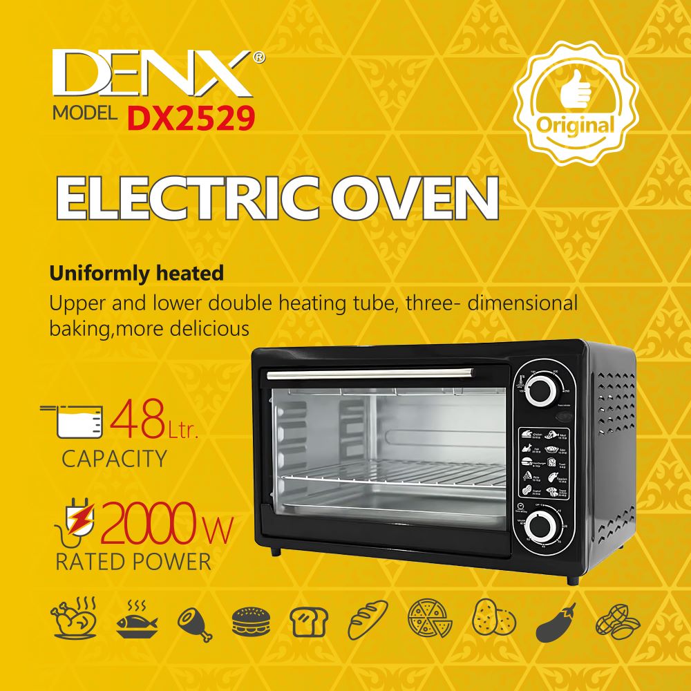 DENX DX2529 Electric Oven – 48L Capacity, 2000W Power
