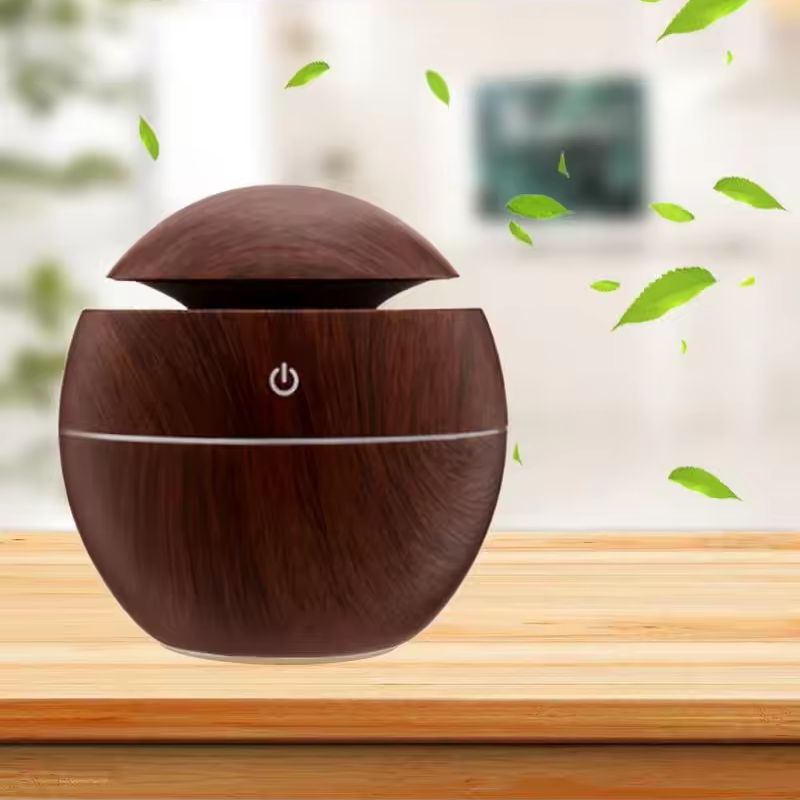 Essential Oil Diffuser Wood Grain Cool Mist Air Humidifier USB Air Humidifier Wood Grain Air Purifier with LED Light for Office Home Car