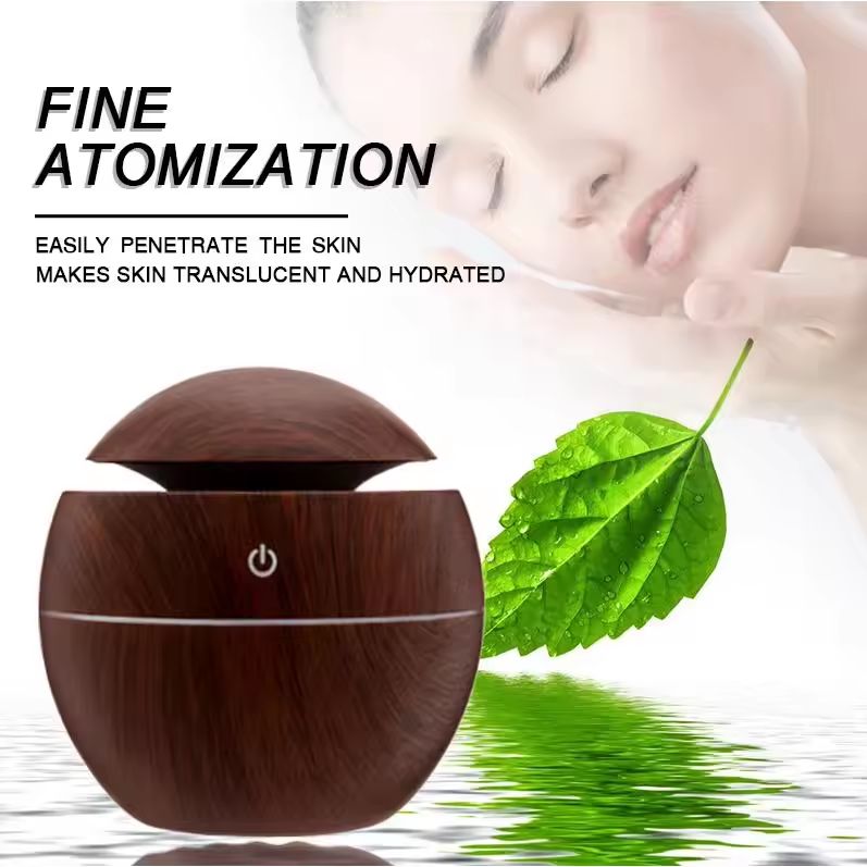 Essential Oil Diffuser Wood Grain Cool Mist Air Humidifier USB Air Humidifier Wood Grain Air Purifier with LED Light for Office Home Car