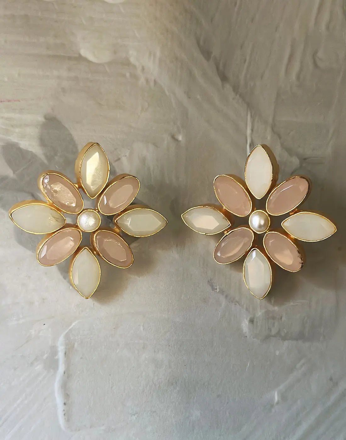 Pink & White Flower Earrings