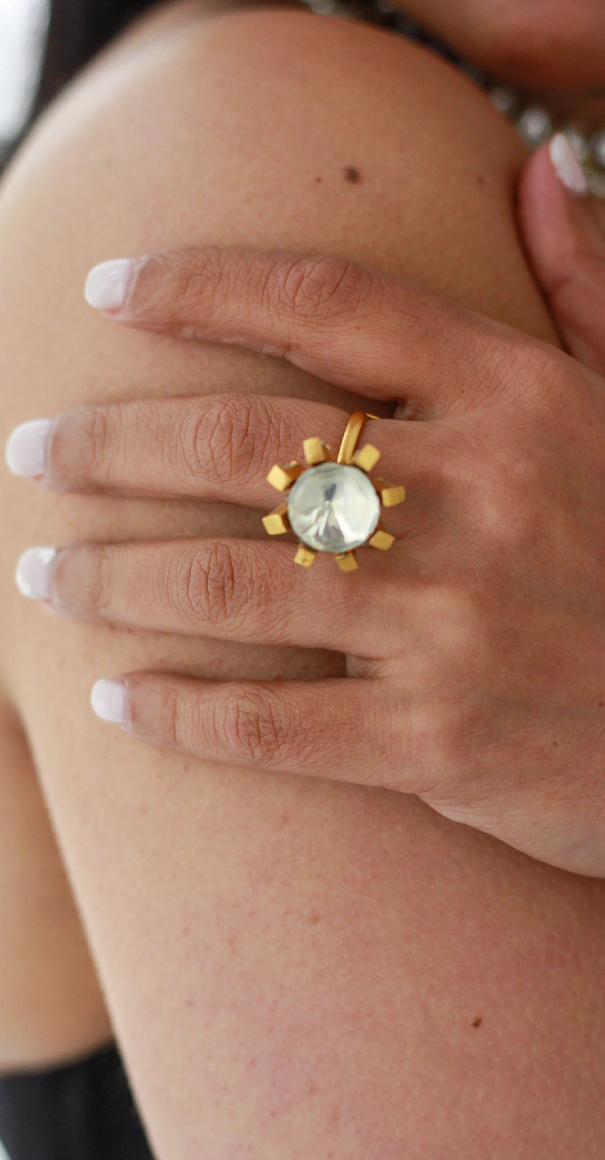 Radiant Kundan Sun Ring