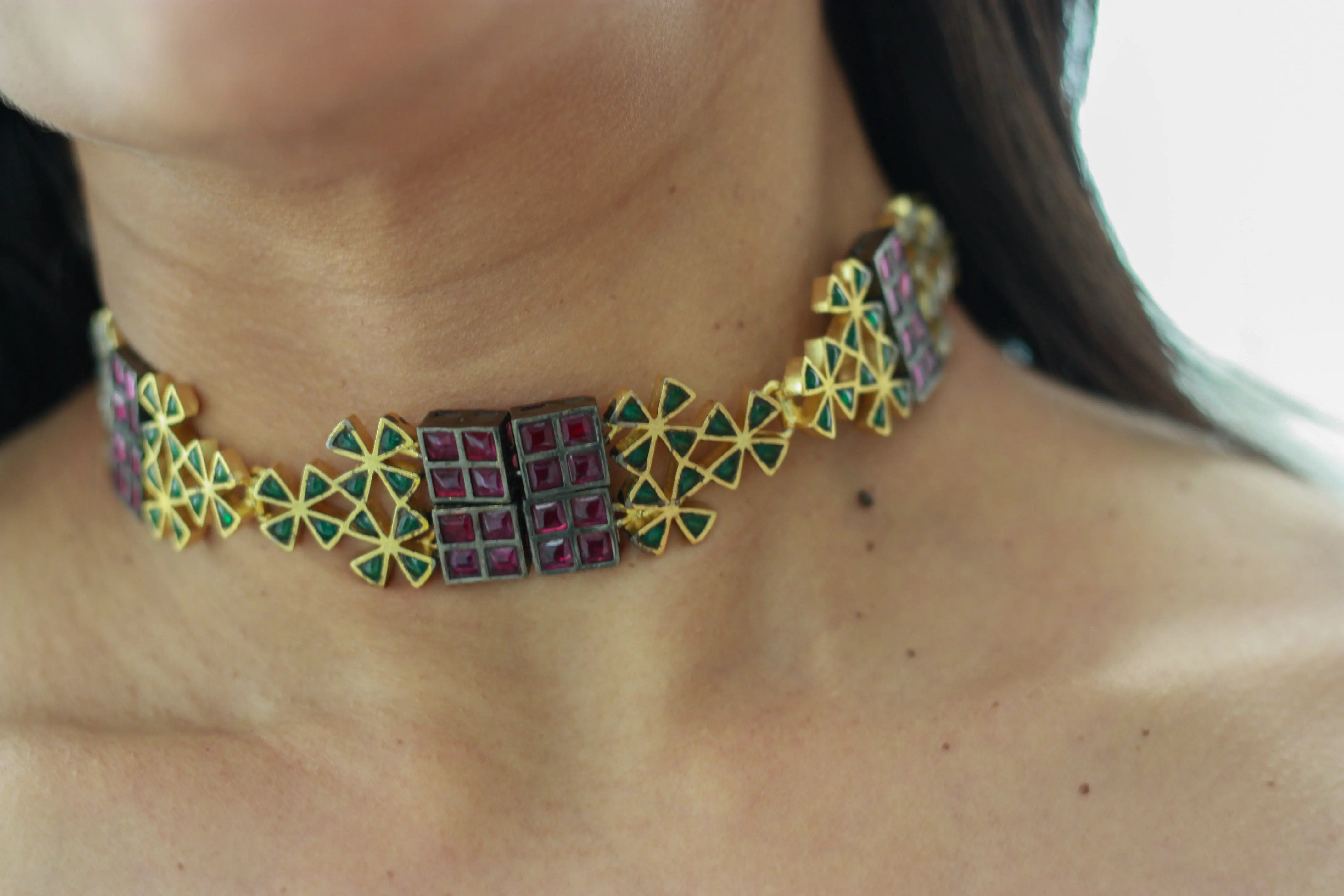 Ruby Emerald Meenakari Choker
