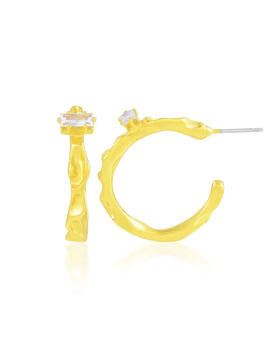 Textured White Gem Hoops