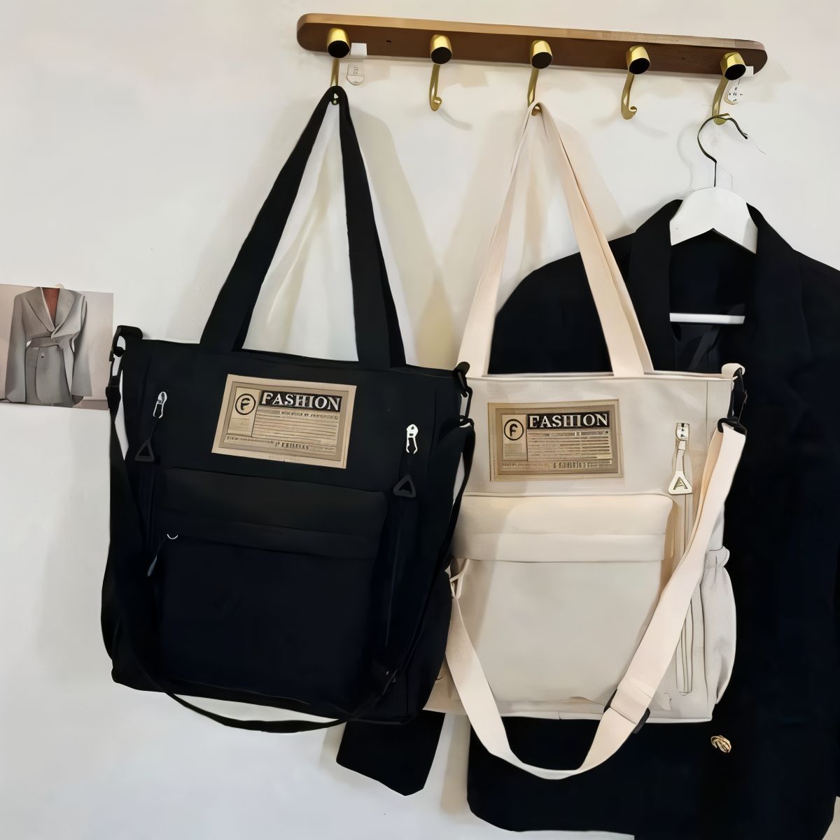 Trendy Multi-Pocket Nylon Shoulder Tote Bag – Lightweight Casual Crossbody Handbag for Women