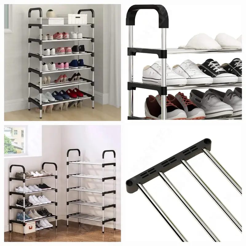 5-Tier Stainless Steel Shoe Rack Organizer | Multi-Layer Storage Stand for Home, Closet & Entryway