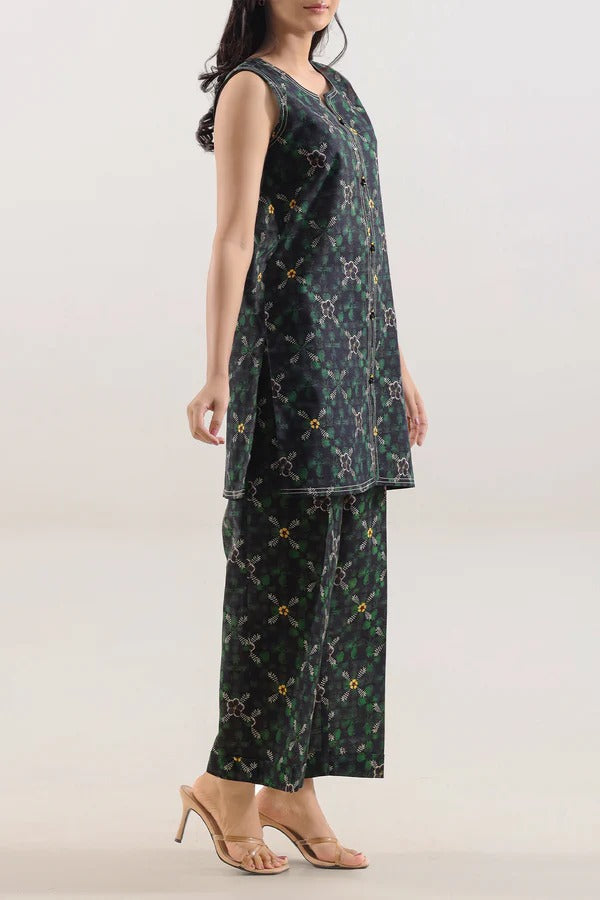 Saya Premium Khaddar 2-Piece Suit – Navy Geometric Floral Printed Cotton Khaddar Shirt & Trouser