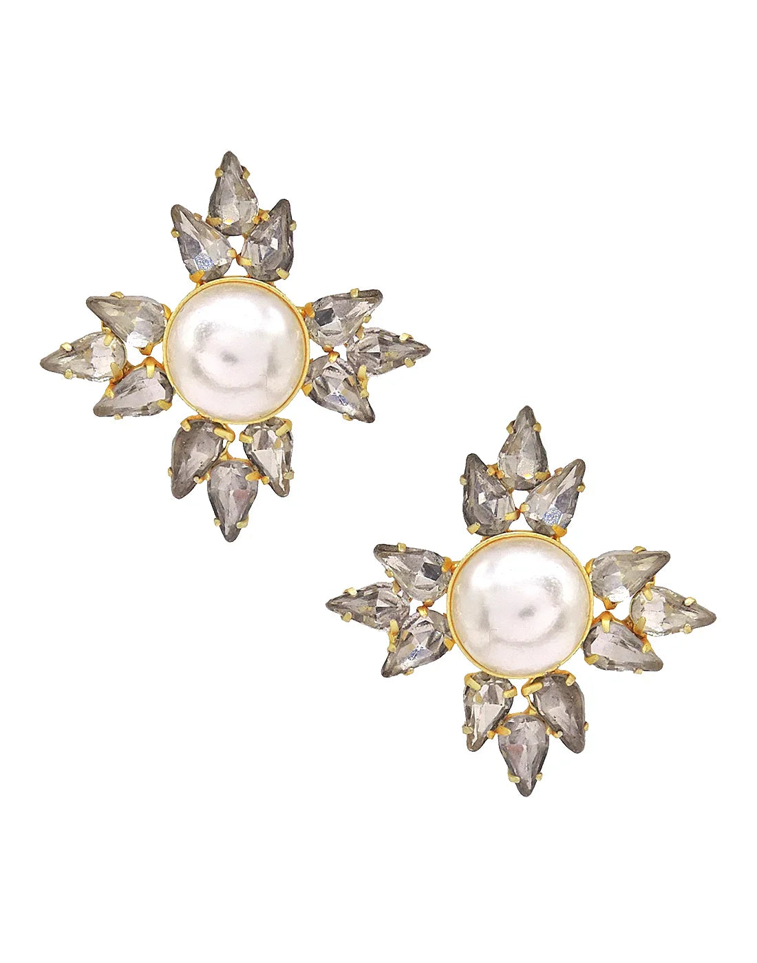 Pearl & Crystal Star Earrings