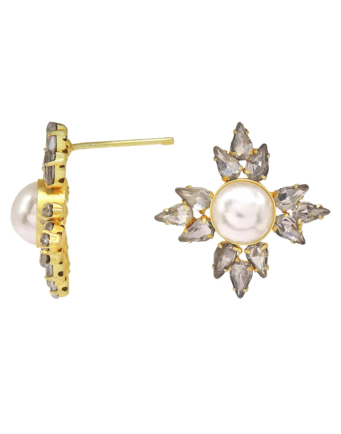 Pearl & Crystal Star Earrings