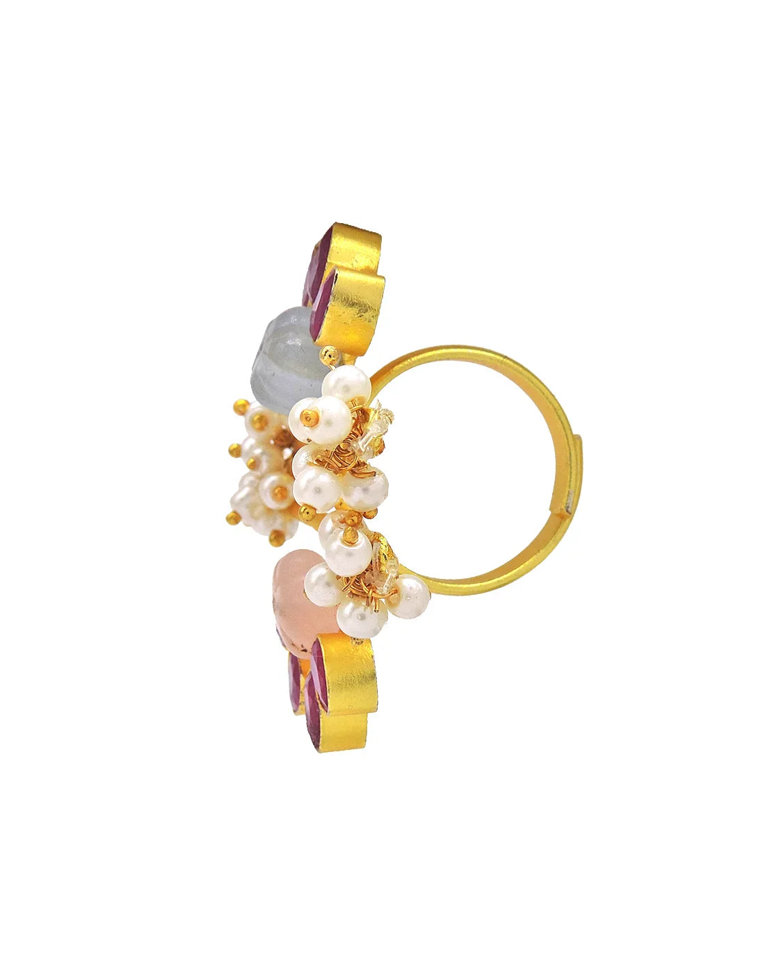 Red Glass Floral Ring