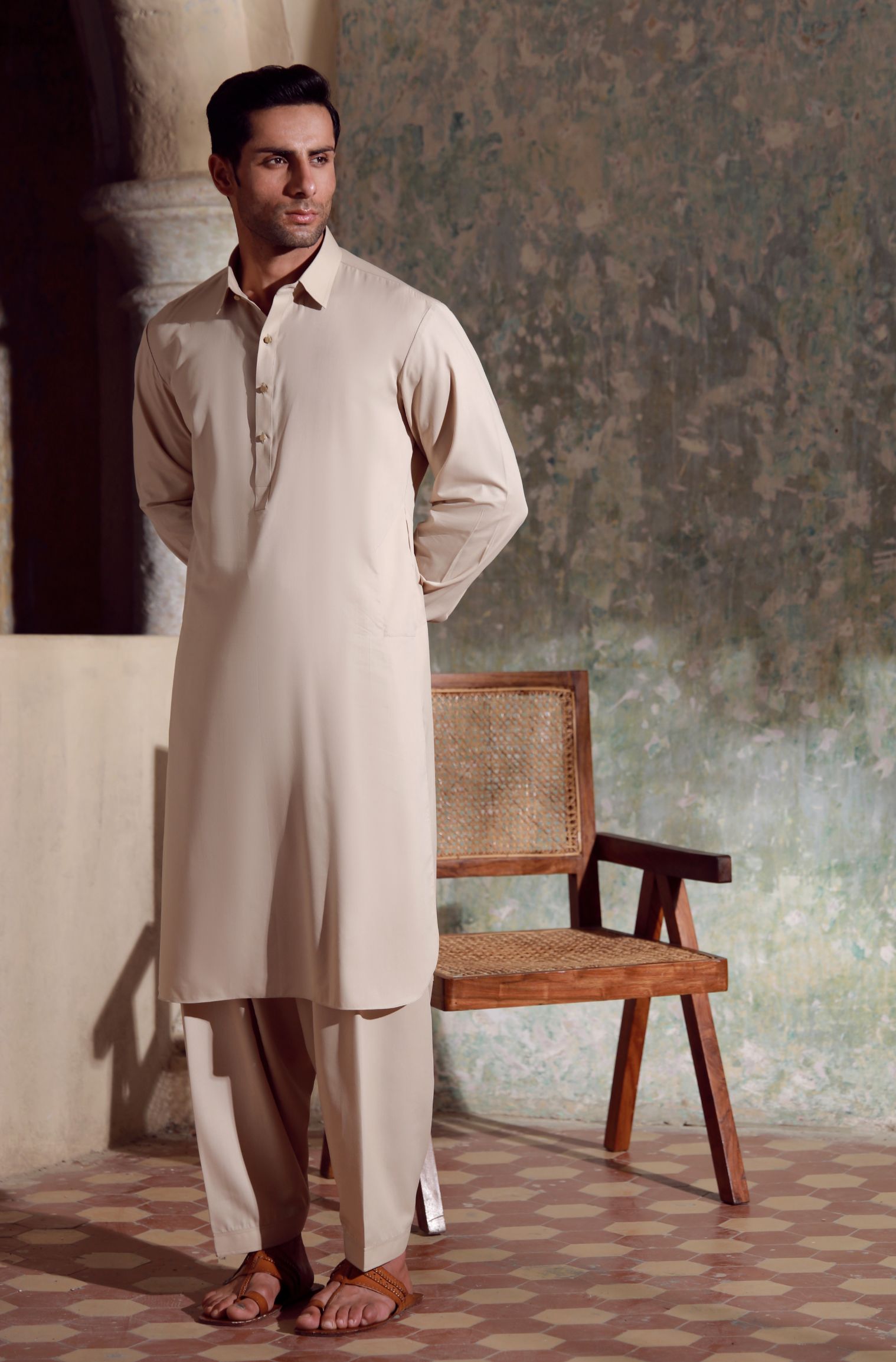 Classic Kameez Shalwar - Cream White (Men)