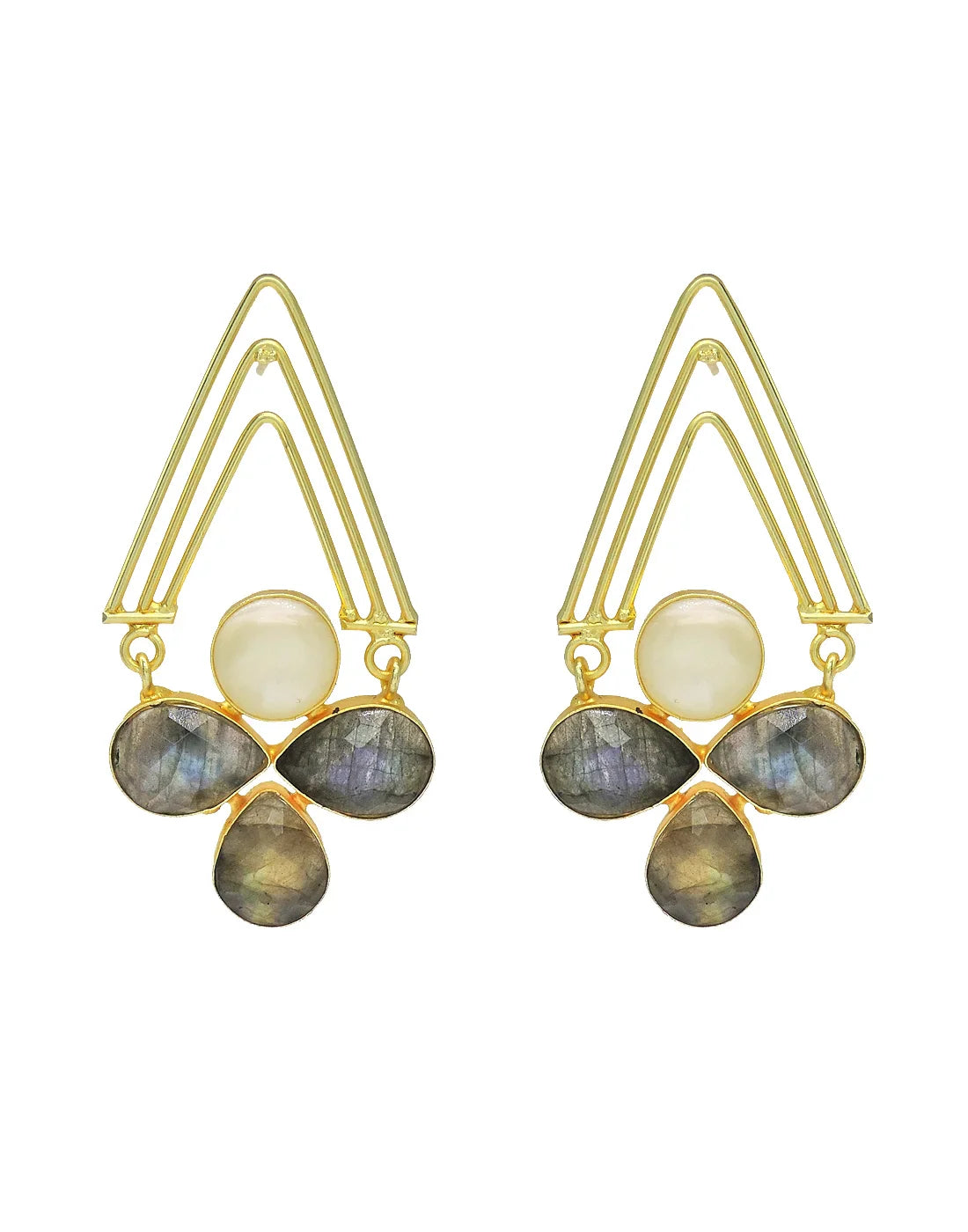 Labradorite & MOP Statement Earrings