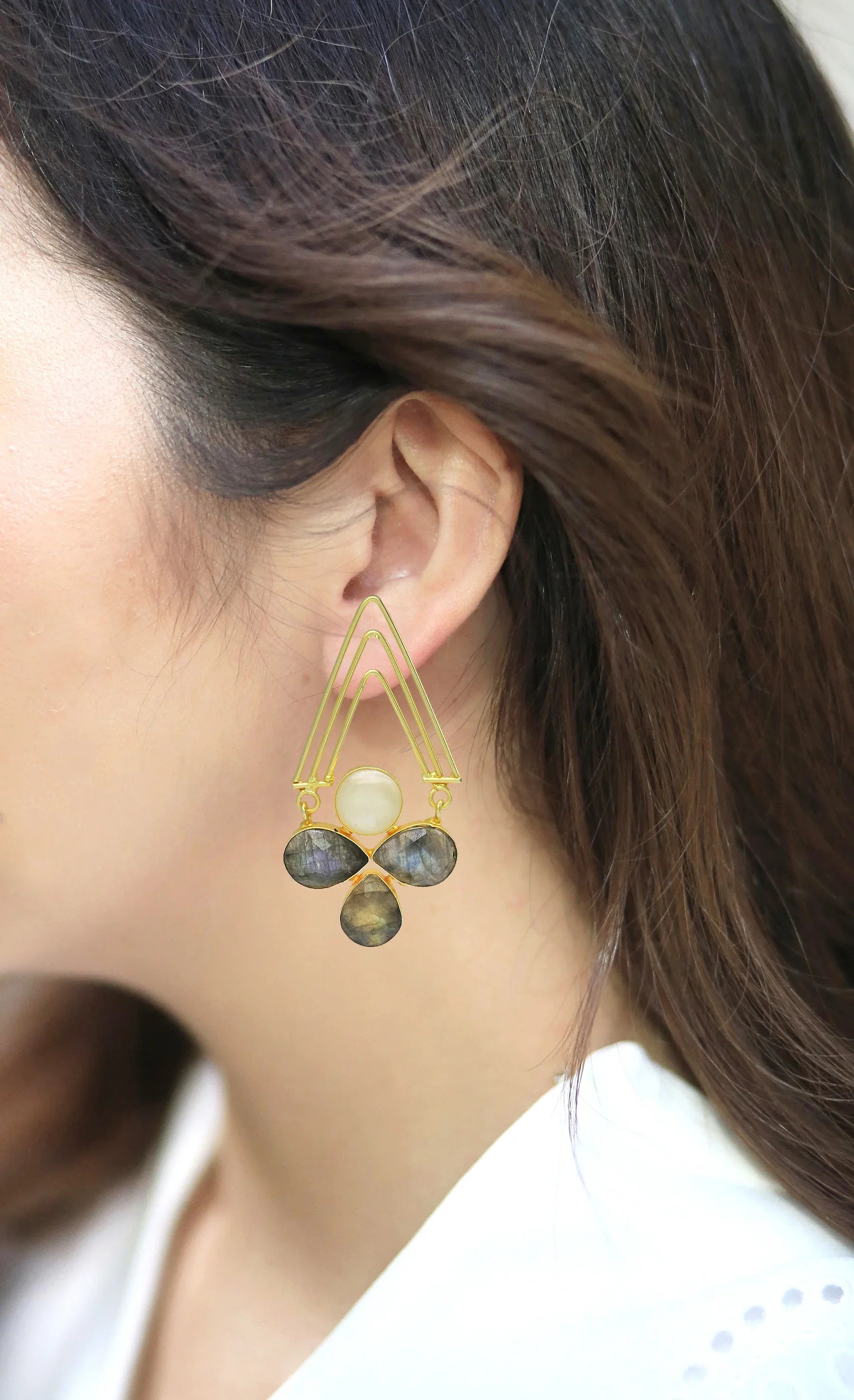 Labradorite & MOP Statement Earrings