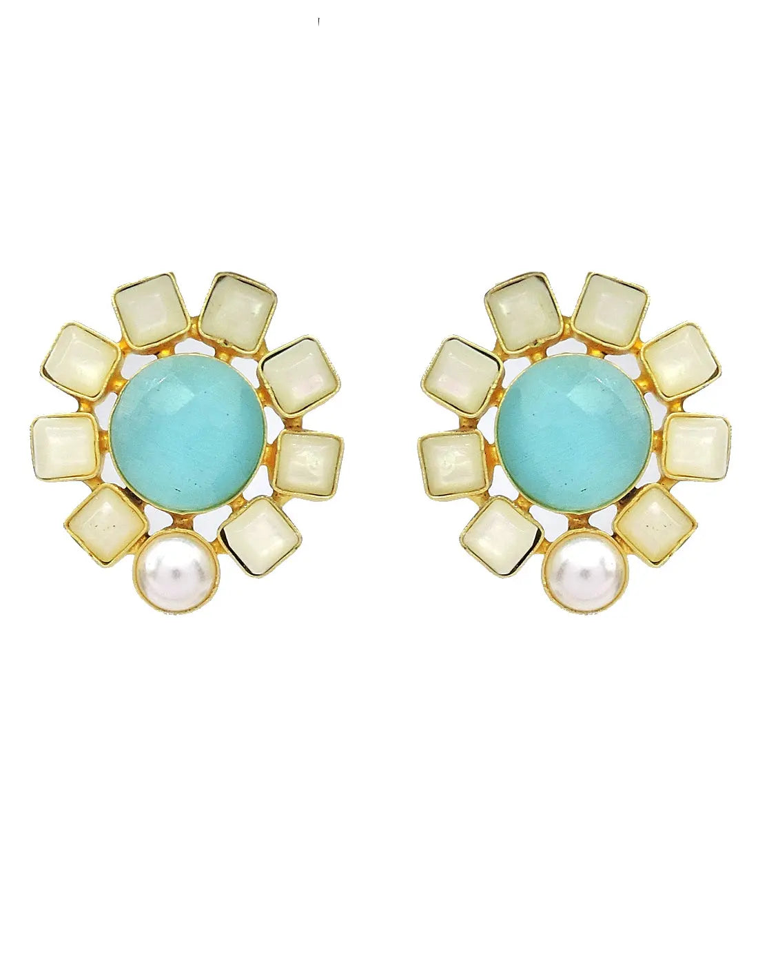 Blue & White Flower Earrings