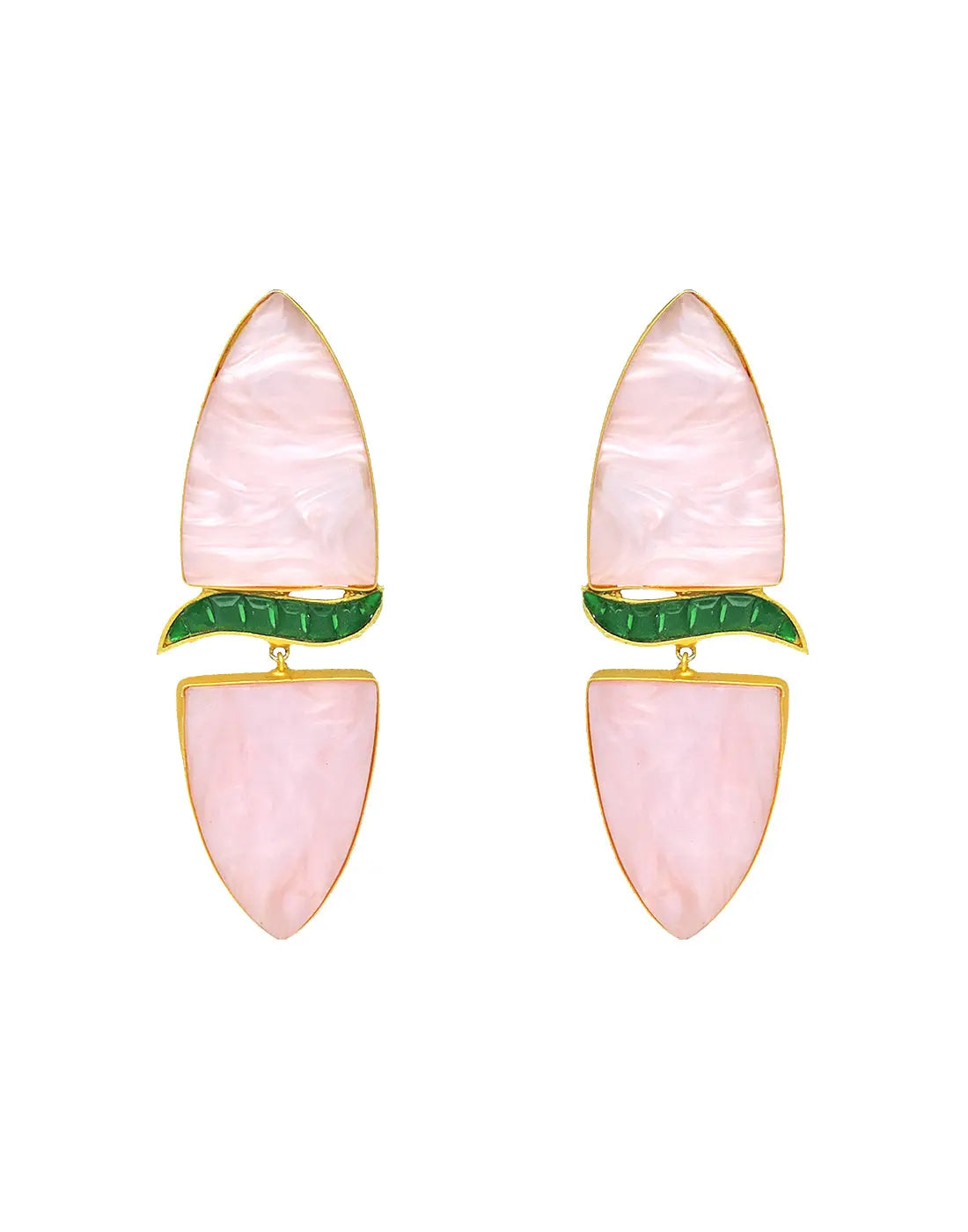 Cylinder Wave Earrings | Green & Raspberry
