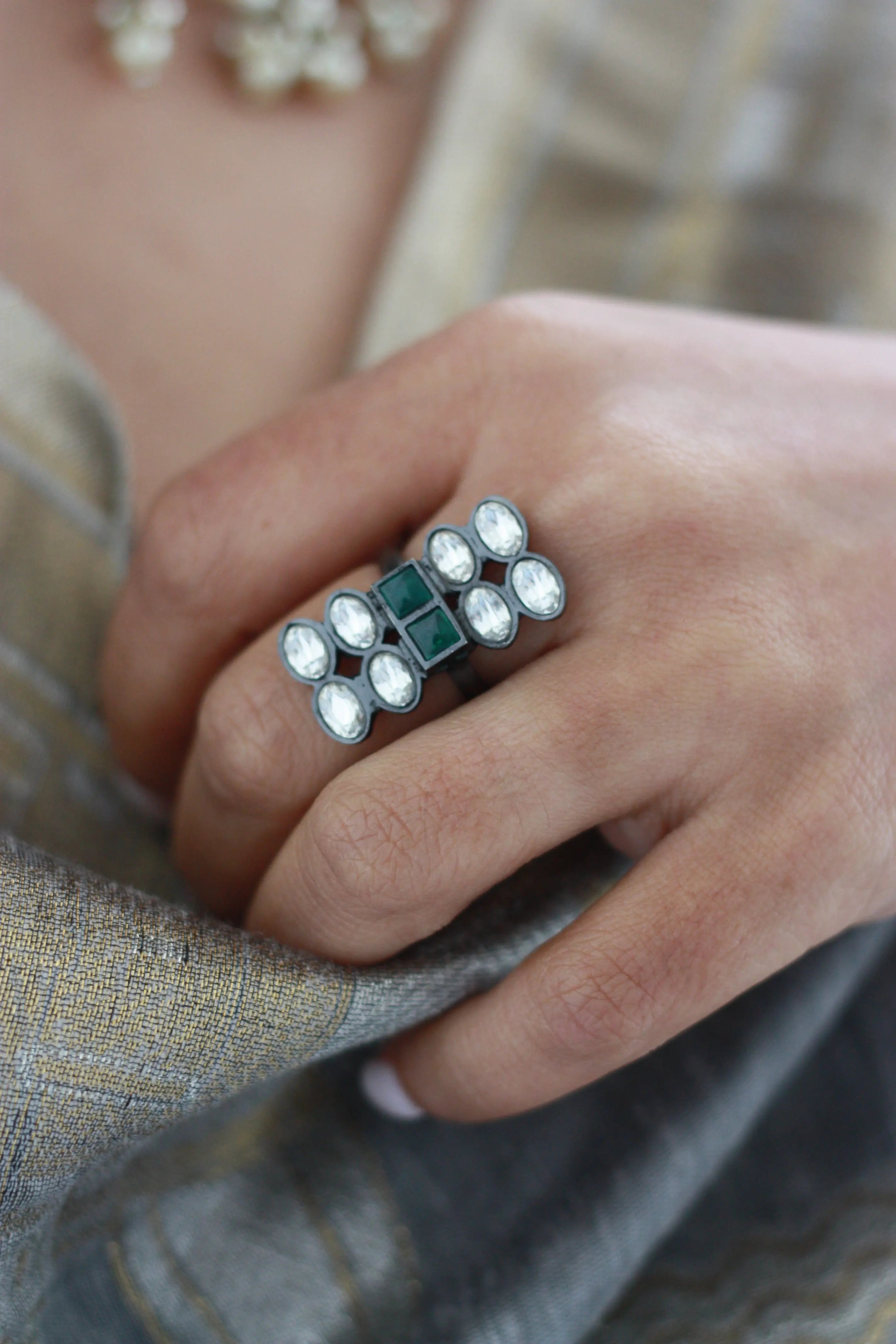 Kundan Sunburst Cocktail Ring