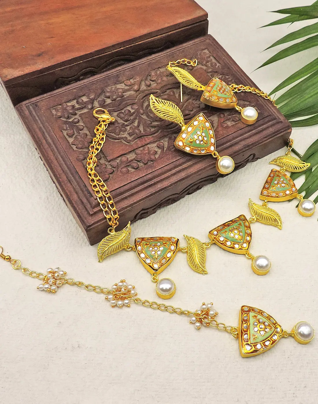 Kundan Triangle Earrings
