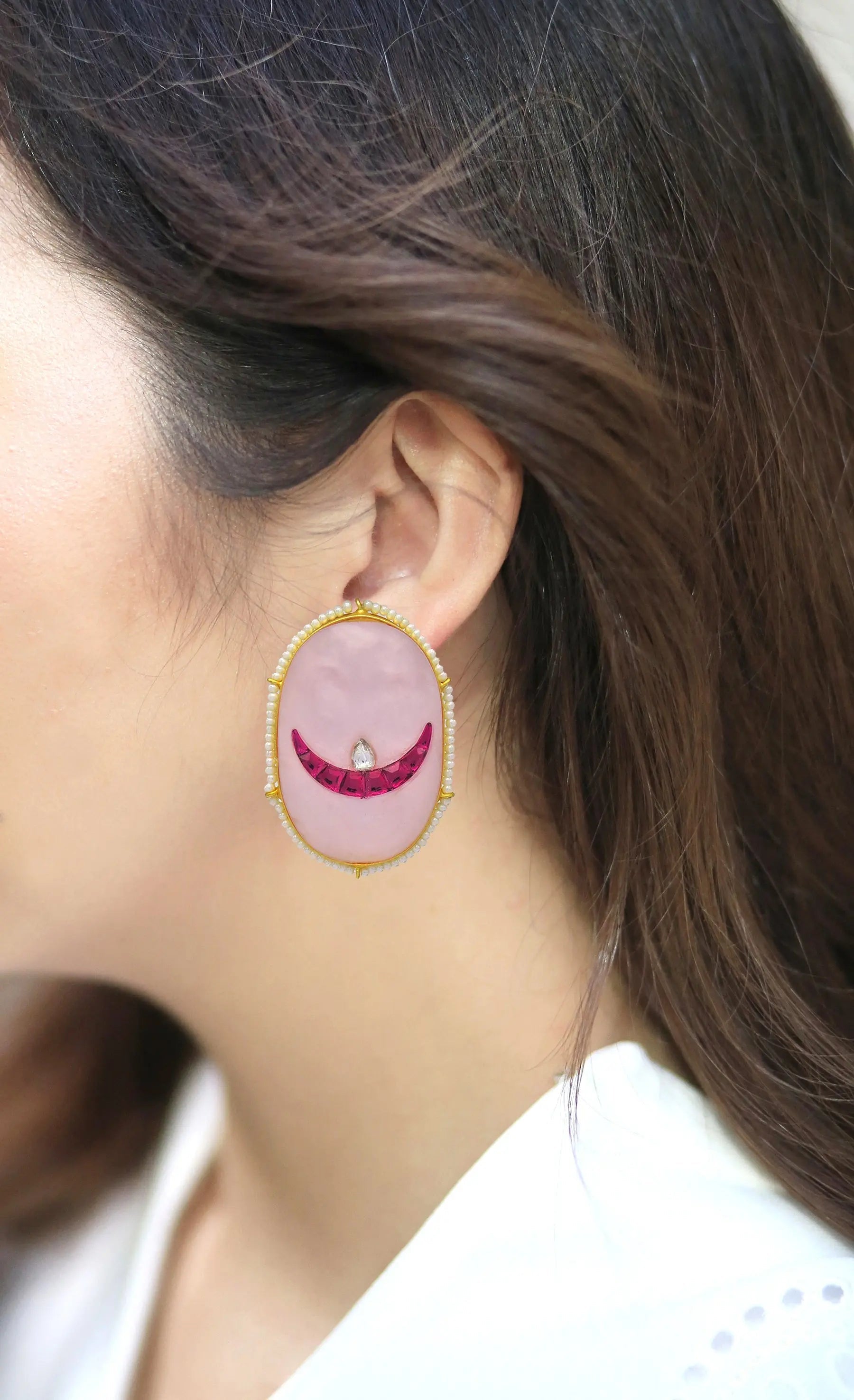 Oval Half Moon Earrings