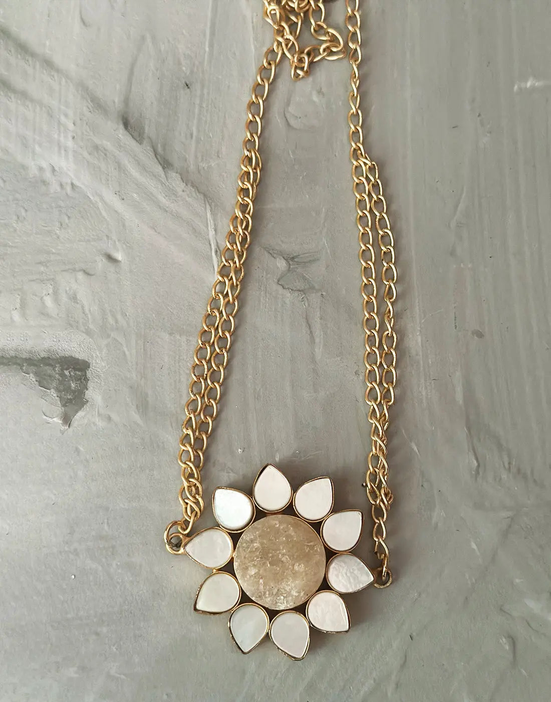Rose Quartz Sunflower Pendant Necklace