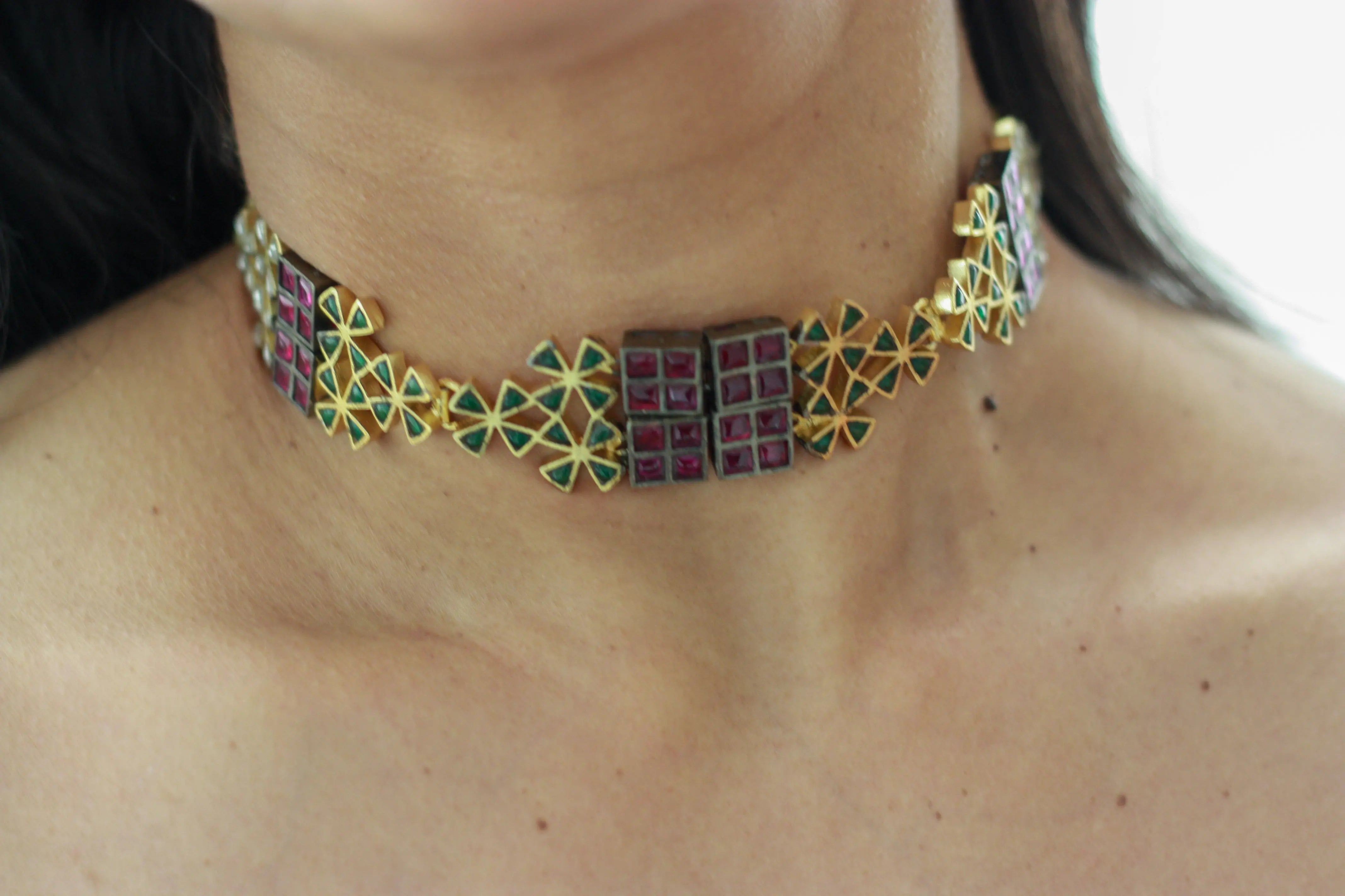 Ruby Emerald Meenakari Choker
