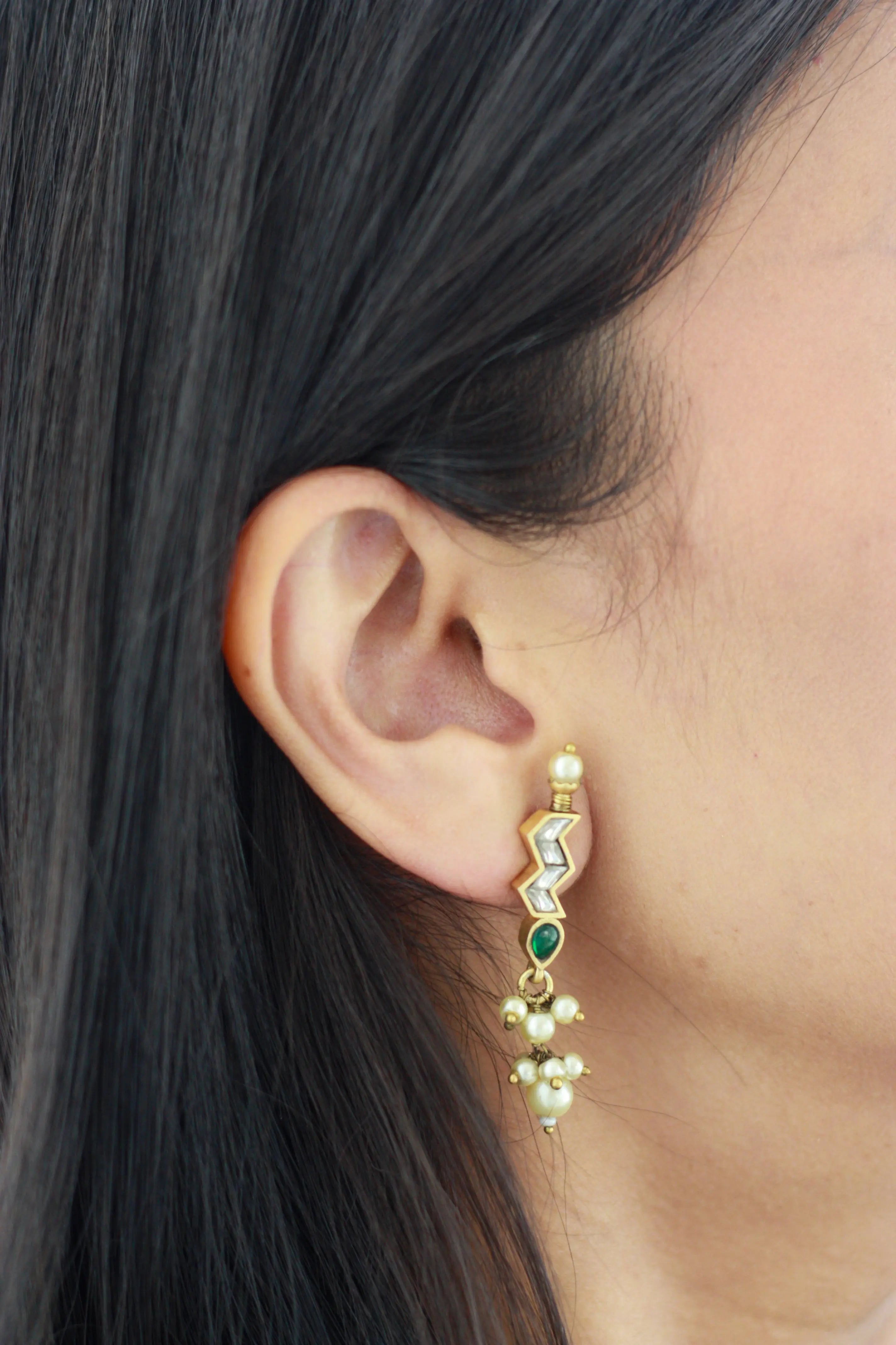 Teardrop Kundan Cascade Earrings