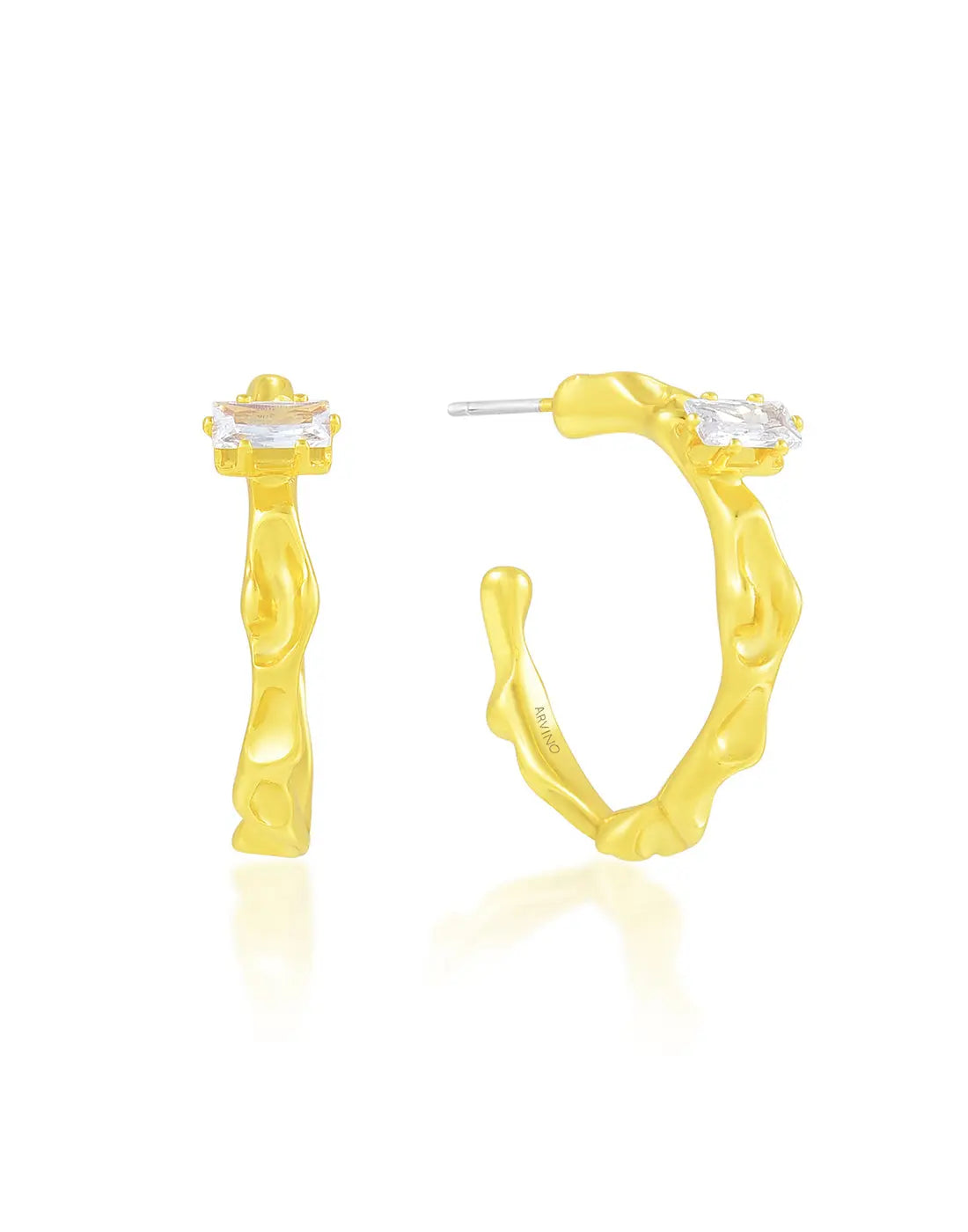 Textured White Gem Hoops