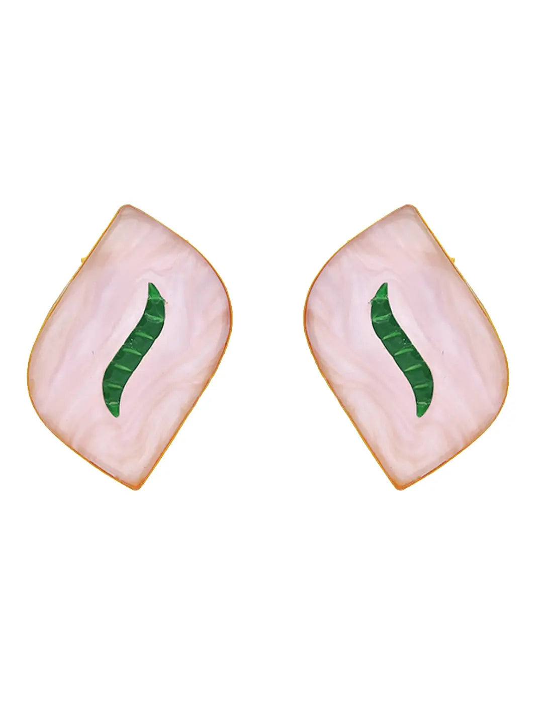 Wave Earrings | Green & Raspberry