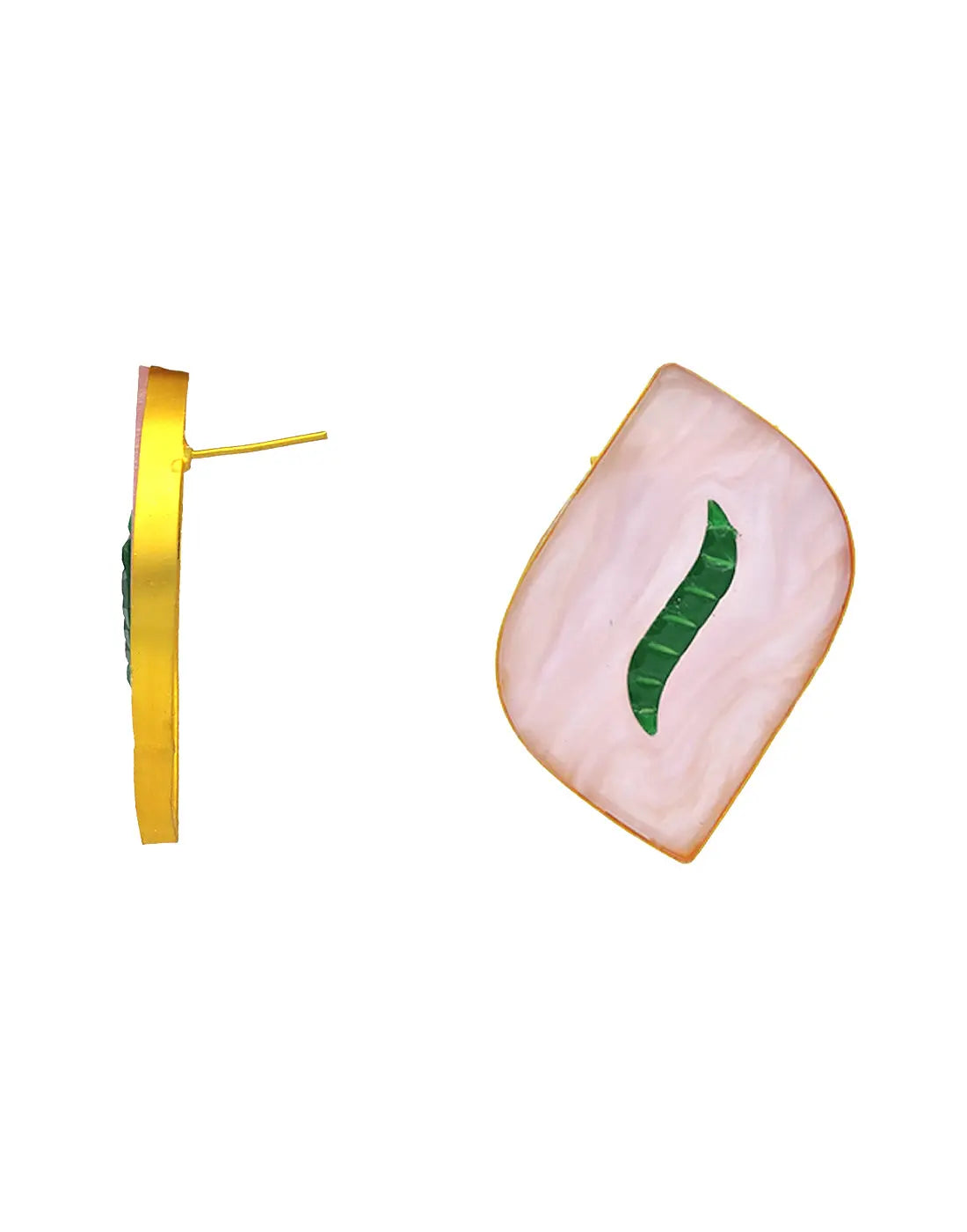 Wave Earrings | Green & Raspberry