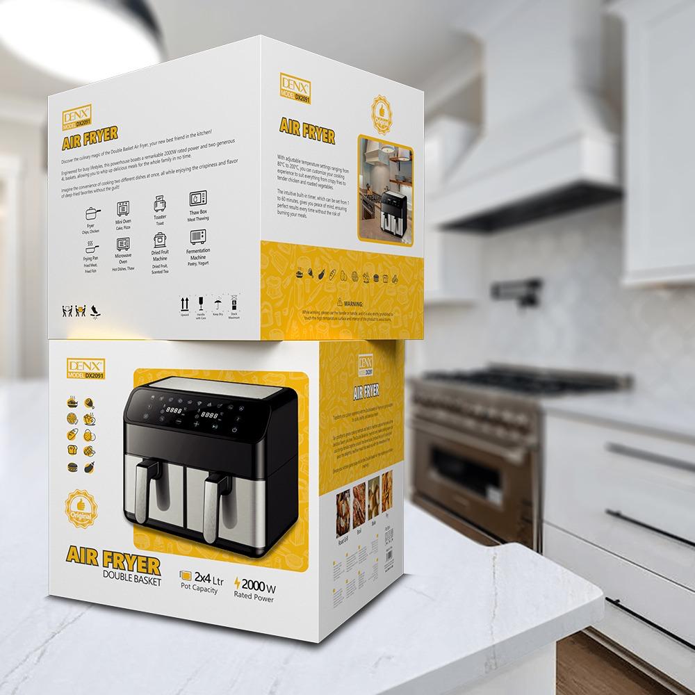 DENX DX2091 Dual Air Fryer – 4+4L Capacity, 2000W