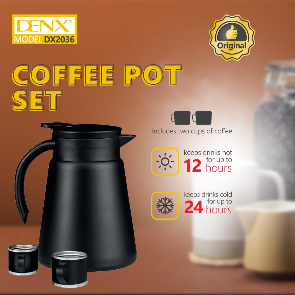 DENX DX2074 Coffee Carafe – 880ml for Hot, Cold Beverages