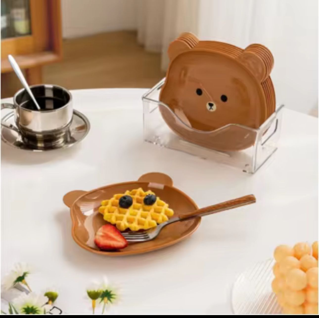 Bear Face Kids Plate | Cute Cartoon Dinner Plate for Toddlers & Children – BPA-Free & Durable