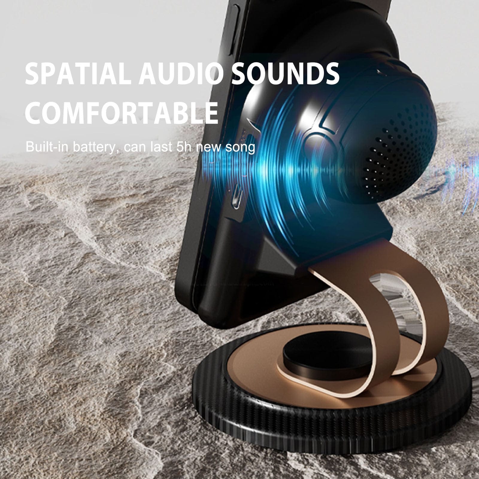 Wireless Induction Sound Mobile Stand – Bluetooth 5.0 Speaker with 360° Rotation & Built-in Battery