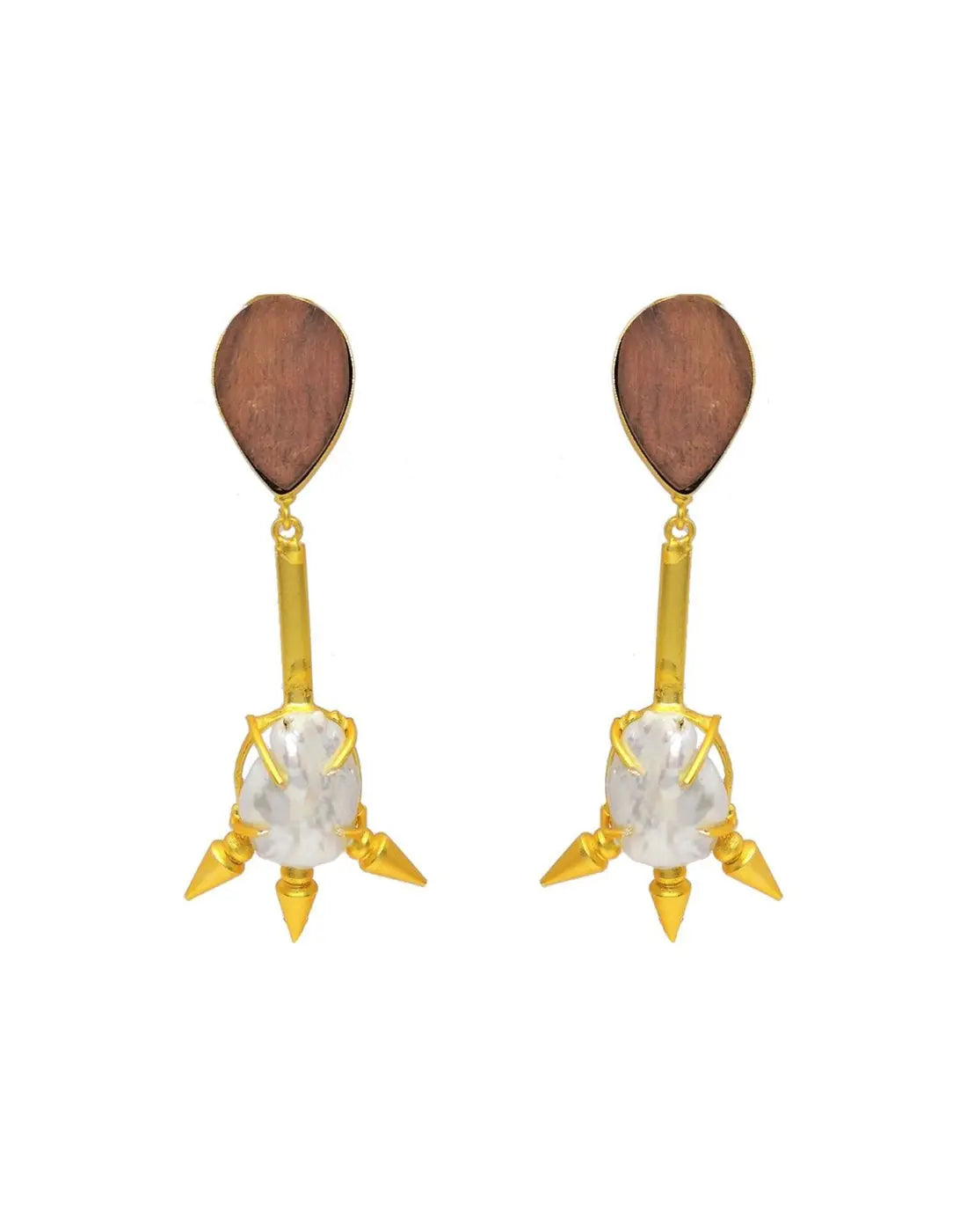 Wood Spike Earrings
