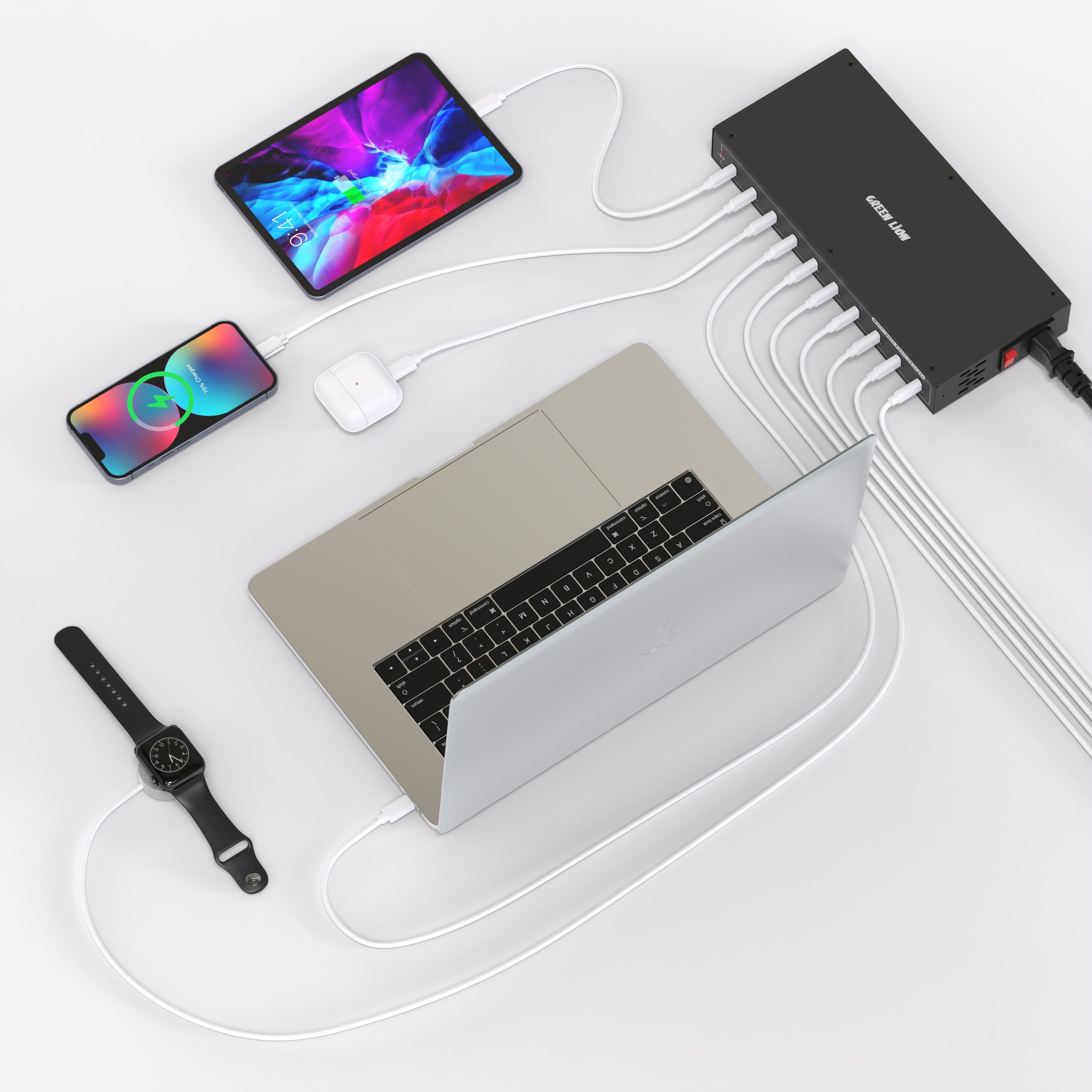 Green Lion PD Multi Ports 10 Charging Station 200W Black