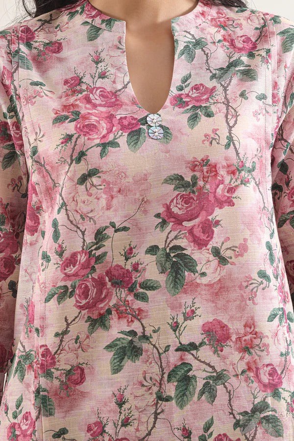 Saya Premium Printed Khaddar 2-Piece Suit – Soft Rose Garden Floral Cotton Khaddar Shirt & Trouser