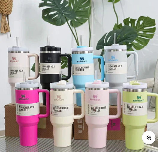 Stanley-Style Quencher H2.0 Tumbler | 40oz Insulated Travel Mug with Straw and Handle