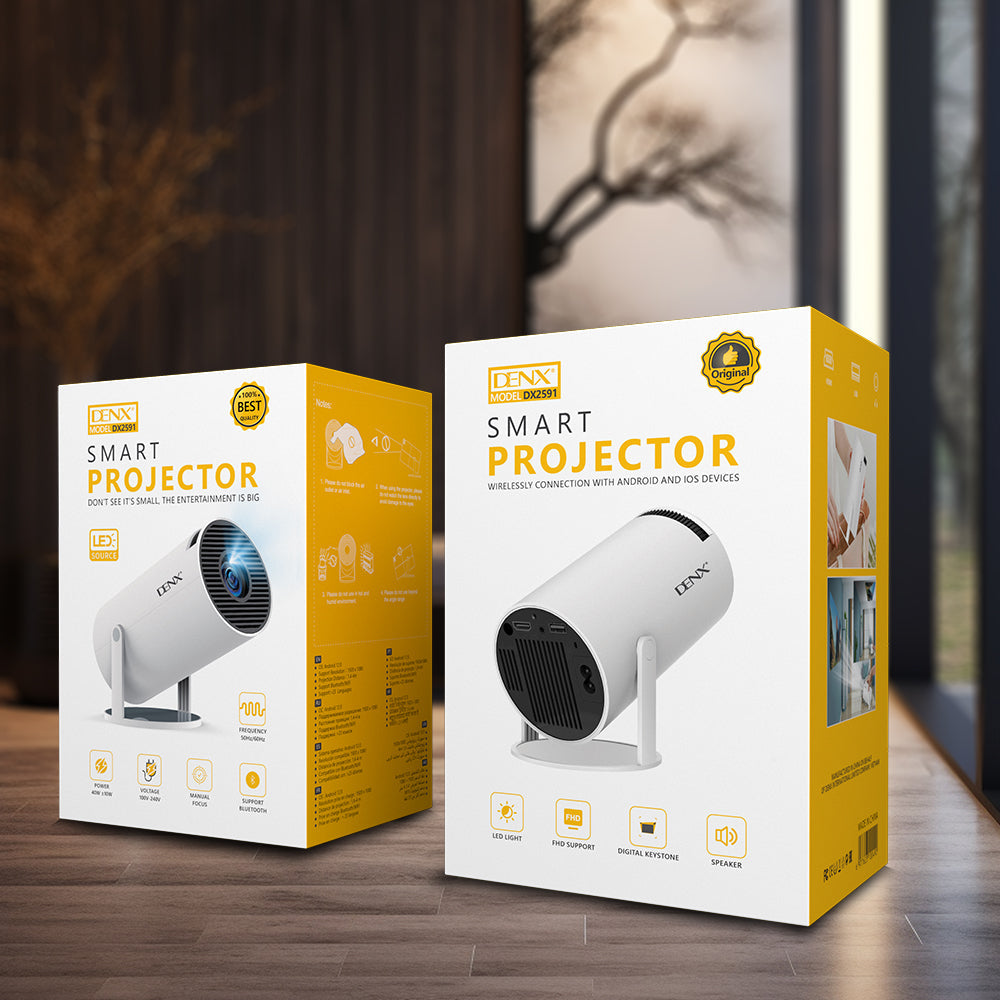 DENX DX2591 Smart Projector – FHD Resolution, LED Lighting, Bluetooth,Wi-Fi